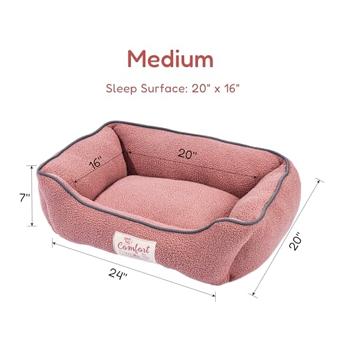 FluffyDream Dog Bed for Small Dog, Super Soft Pet Bed Furniture, Suitable for Dogs Up to 30lbs, 24'' x 20'', Blush - color: Blush