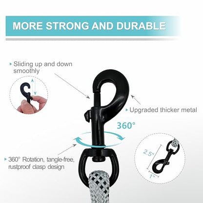 Dog Leash Heavy Duty 6ft, Double Handle Dog Leash with Padded Handle for Traffic Control, Reflective Rope Leashes for Large and Medium Dogs Night Control Safety Training (Grey) - color: Grey (25 to 120 lbs)