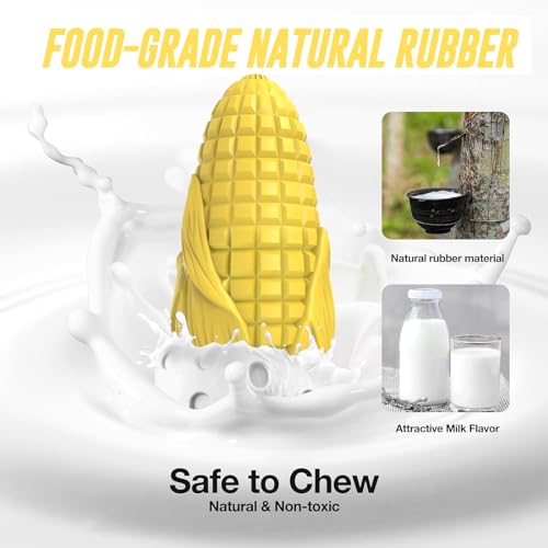 Dog Chew Toys for Aggressive Chewers,Idestructible Tough Durable Squeaky Interactive Dog Toys，Durable Dog Teeth Cleaning Toy for Medium Large Breeds，Corn Stick Toy (Yellow) - size: Yellow