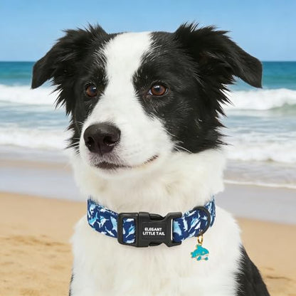 Elegant little tail Summer Dog Collar,Shark Print Spring Pet Collars Dog Cotton Soft Sturdy Puppy Collars Female Adjustable Collar for Small Medium Large Dogs - color: Blue Shark, size: X-Small (Pack of 1)