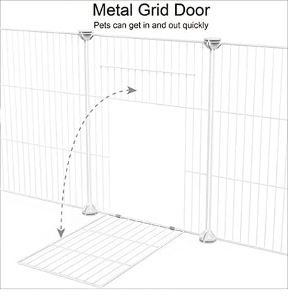 HOMIDEC Pet Playpen,Small Animals Cage DIY Wire Yard Fence with Door for Indoor/Outdoor Use,Portable for Puppies,Kitties,Bunny,Turtle 48" x 24" x 16" - style: White