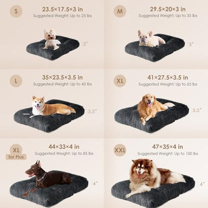 EHEYCIGA Fluffy Dog Crate Bed for Small Dogs, Plush Faux Fur Crate Pad, Calming Anti Anxiety Small Dog Bed, Washable Soft Warm Mat with Non-Slip Bottom, Dark Grey - color: Dark Grey, size: 23.6 x 17.5