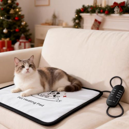 ADD.HERES Heated Cat Bed, Waterproof Adjustable Temperature Dog Cat Heating Pad with Timer, Indoor Pet Heating Pad for Cats Dogs Electric Pads for Dogs Cats, Pet Heated Pad