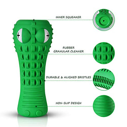 Cutiful Dog Toys for Aggressive Chewers Large Medium Breed, Indestructible Dog Chew Toys, Squeaky Interactive Tough Extremely Durable, Dogs Toothbrush Toys to Keep Them Busy - color: green