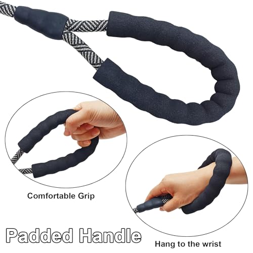 Heavy Duty Rope Dog Leash, 3/4/5/6/7/8/10/12/15/20FT Nylon Pet Leash, Soft Padded Handle Thick Lead Leashes for Large Medium Dogs (Black, 1/2" * 3') - color: black, size: 1/2" * 3'