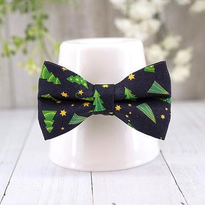 Ultra Joys Cat Collar - Breakaway with Bells, Bowtie & Christmas Tree Pattern - Small Kitten & Cat Collar - color: Christmas Tree-Bowtie Collar, size: Small