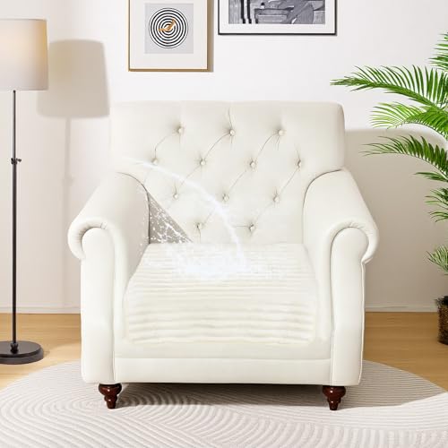 NAISI Couch Covers for Dogs Waterproof Flannel Striped Sofa Cover Pet Friendly Washable Dog Mat for Couch Anti Slip Sectional Sofa Slipcover Protector(1pc/27"x 27",Cream) - color: Cream, size: 1pc/27"x 27"/Armrest or Backrest Cover