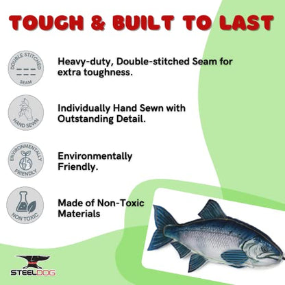 Steel Dog Chinook Realistic Fish Squeaker Dog and Cat Toy, Knotted Rope Fish Toy, No Stuffing Dog Chew Toys for Small, Medium, Large Breed - style: Chinook