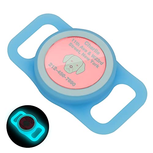 Holder for Airtag Designed for Big Dog Collar，Case for Airtag Dog Collar - color: Luminous Blue, size: Large (Fits 3/4 inch - 1 inch wide collars)