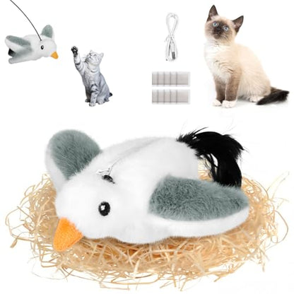Cat Toys Flapping Birds with Catnip Bags, Chirping Interactive Kitten Toy Indoor, Lifelike Birdie Tweets, Rechargeable Enrichment Moving Wings Cat Exercise Toys Kicker for All Breeds Cat Dog(Oriole) - color: A4