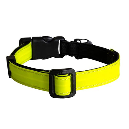 CatGoods Reflective Yellow Stretch Cat Collar – Escape-Safe Alternative to Breakaway, Adjustable, Comfortable, ID and Bell Attachment - color: Yellow