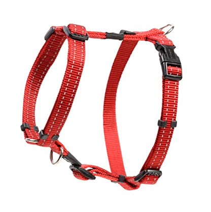 Reflective Adjustable Dog H Harness for Small to Medium Dogs; matching collar and leash available, Red - color: Red