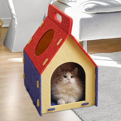 Felt Cat House Hideaway Cave Shelter, Scratch Resistant Indoor Cat Bed, Warm Spacious Play and Rest House for Cats- Style B - color: Style B