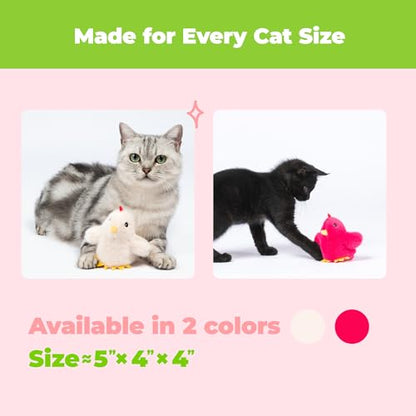 Catify Best Pet Supplies Flapping Duckling, Chick & Bird Cat Toy - Motion-Activated Wings Realistic Chirps, Catnip-Infused Plush, USB Rechargeable Indoor Cats & Kittens, Self-Play Enrichment - Fuchsia - color: Flapping Chick Fuchsia