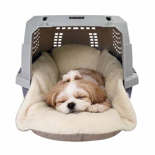 Helen's Pet Bed Plush Winter Dog Crate Pad, Small (Label: M JP Size) - Soft Washable Crate Bed Cushion for Wire & Plastic Dog Crates, Carriers & Kennels, Multi-Fit - color: Ivory (Faux Fur), size: Small