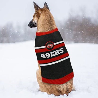 NFL San Francisco 49ers Dog Sweater, Size Extra Small. Warm and Cozy Knit Pet Sweater with NFL Team Logo, Best Puppy Sweater for Large and Small Dogs - color: San Francisco 49ers, size: X-Small