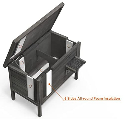 GDLF Outdoor Feral Cat House Heated Cat Shelter with 100% Insulated All-Round Foam Weatherproof for Multiple Felines 34.5"X21.5"x27.2" - style: Heated Feral Cat House