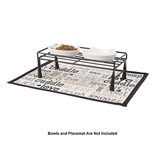 PetRageous 81030 Gizmo's Set The Table Steel Frame Dog Feeder, 3-Inch Tall Dining Table by 13-Inch Long and 5.75-Inch Wide, Holds Two 5.5-Inch Diameter Bowls, for Small and Medium Dogs and Cats, Black - size: 3-Inch Height