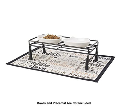 PetRageous 81030 Gizmo's Set The Table Steel Frame Dog Feeder, 3-Inch Tall Dining Table by 13-Inch Long and 5.75-Inch Wide, Holds Two 5.5-Inch Diameter Bowls, for Small and Medium Dogs and Cats, Black - size: 3-Inch Height