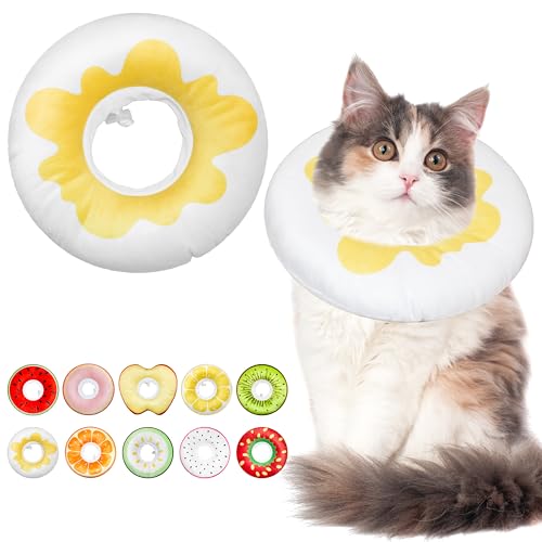 Cat Cone Collar Soft, Adjustable Cat Recovery Cone to Stop Licking, Cute Kitten Donut Collar After Surgery, Elizabethan Collars for Kittens, Lightweight Cats Neck Cones (Egg, Large) - color: Egg, size: Large