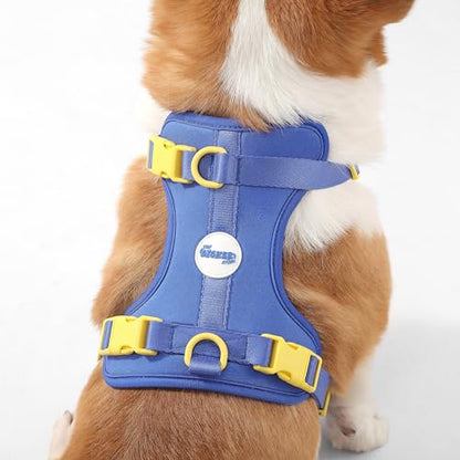 HNS1002C Arlo Medium Adjustable Soft Padded No Pull Pet Harness with 3 Buckles and 3 Leash Clips, Curaçao - color: Dark Blue, size: Medium (Chest: 18 - 28")