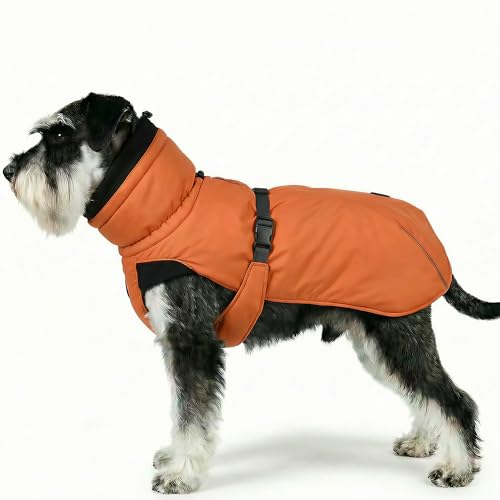 Dog Winter Coat, Warm Puffer Jacket with Fur-Safe Buckle & Leash Hole for Cold Weather, Water-Repellent Snow Vest, Breathable Thermal Apparel for Hiking & Active Dogs (Aurantium, Medium) - color: Aurantium, size: Medium