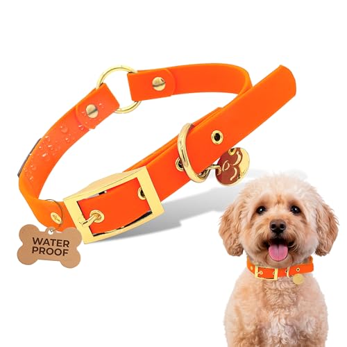 Waterproof Dog Collar for Active Dogs – Durable, Odor-Resistant, Easy to Clean Adjustable Collar for Small Medium Large Breeds – Comfortable Everyday Collar by Mila’s Paws (Savage Sunset Orange, S) - color: Savage Sunset Orange, size: S