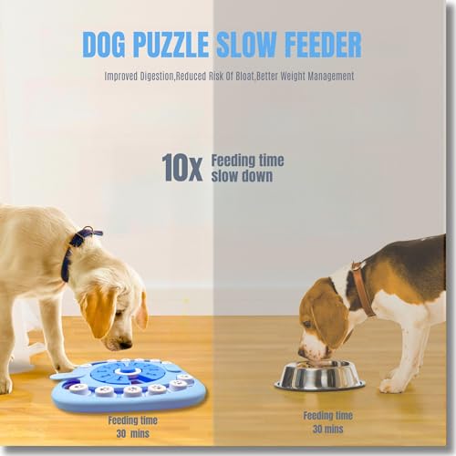 Dog Puzzle Toys Level 2, Dog Puzzles for Smart Dogs, Interactive Dog Treat Puzzles for Large Medium Small Dogs with Suqeaky Dog Button Design - color: Blue Level 2