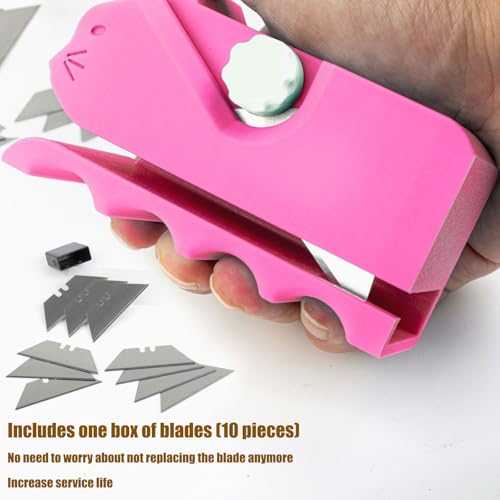 Cardboard Cutter for Cat Scratchers with 10pcs Blade,3D Printed Card Board Cutter Kids DIY Cat Scratchers Cardboard Strip Tool Machine for Cat Lovers (Pink) - color: Pink