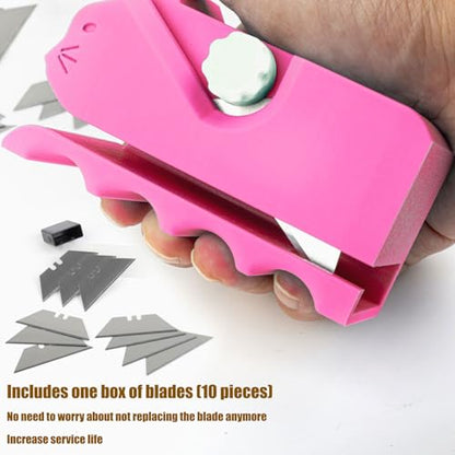 Cardboard Cutter for Cat Scratchers with 10pcs Blade,3D Printed Card Board Cutter Kids DIY Cat Scratchers Cardboard Strip Tool Machine for Cat Lovers (Pink) - color: Pink