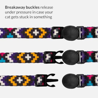 CollarDirect Cat Collar Breakaway with Removable Bell Set of 2 PCS - color: Orange & Purple