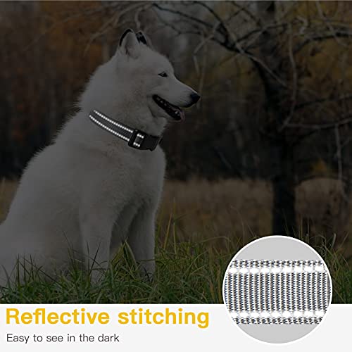 HEELE Dog Collar, Reflective Dog Collar, Soft Neoprene Padded Breathable Nylon Pet Collar Adjustable for Small Dogs, Gray, S(10.23-14.96") - color: Gray, size: Small (10.23-14.96")