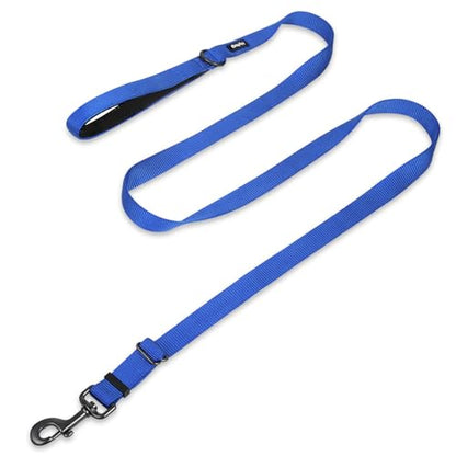 Pets Premium Upgraded Adjustable Between 4 Feet and 6 Feet Leash with Sturdy Nylon and Super Soft Neoprene Lined Handle for Small Medium Large Dogs Lead - color: Blue, size: Large Adjustable 6 Feet