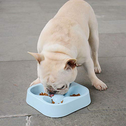 Healthy Slow Feeding Dog Bowl for French Bulldog -Slow Feeder Dog Bowl No Chocking Dog Cat Food Water Bowl with Four-Leaf Clover Pattern (Blue) - color: Blue