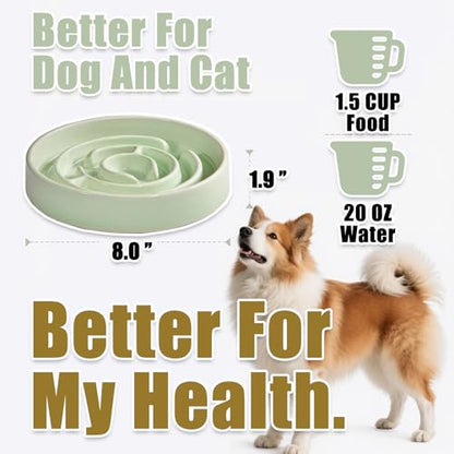 Ceramic Slow Feeder Dog Bowls with Anti-Slip, Slow Feeder & Non-Slip Design, Boredom and Anxiety Reducer, Suitable for All Breed Dogs and Cat (Ceramic-Green) - color: Ceramic-Green