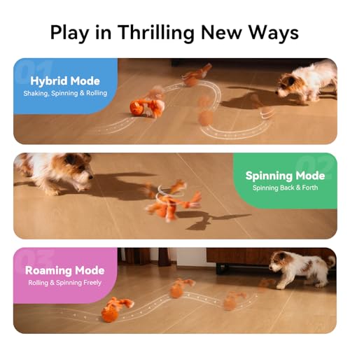 Cheerble Smart Interactive Dog Toy, Wicked Ball Rolly, Automatic Moving, Bouncing, Rotating, E-TPU Material, with Rope & Barks Sound Active Rolling Interactive Dog Ball for Medium and Large Dogs - color: Orange
