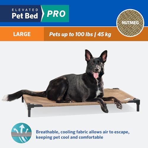 Coolaroo Pro Elevated Dog Bed - Low-Profile Access, Moisture-Resistant Cover, Breathable Fabric & Tool-Free Setup, Nutmeg, Large - color: Nutmeg, size: Large