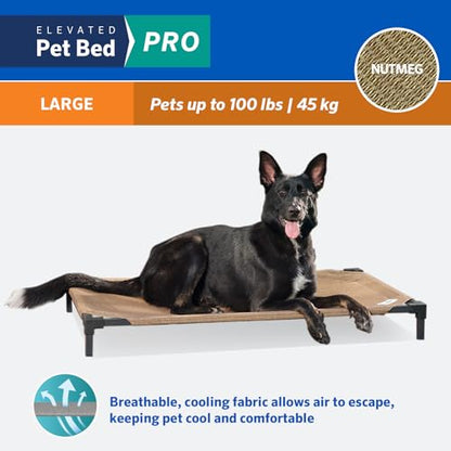 Coolaroo Pro Elevated Dog Bed - Low-Profile Access, Moisture-Resistant Cover, Breathable Fabric & Tool-Free Setup, Nutmeg, Large - color: Nutmeg, size: Large