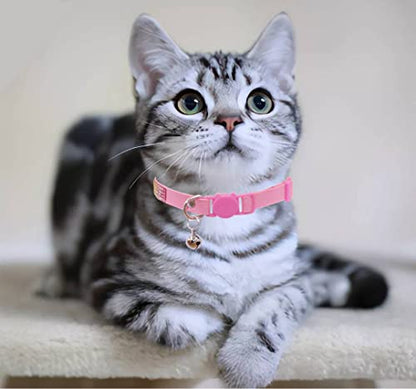 THAIN Bling cat Kitten Collar Rainbow Rhinestone Breakaway Diamond with Bell Soft Velvet Quick Release (Pink) - color: Pink
