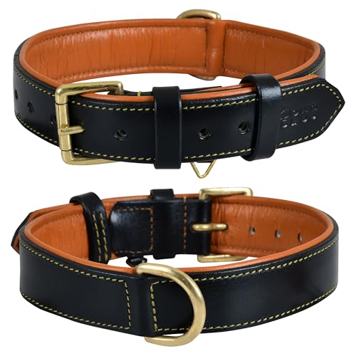 Leather Dog Collar | Leather Collar for Small Dogs, .75 Inch Wide Dog Collar Black | Genuine, Full Grain, Heavy Duty, Comfortable, Inner Padding (Small (Fit Neck Size 11.5"-14.5"), Black) - color: Black, size: S (Fit Neck Size 11.5"-14.5")