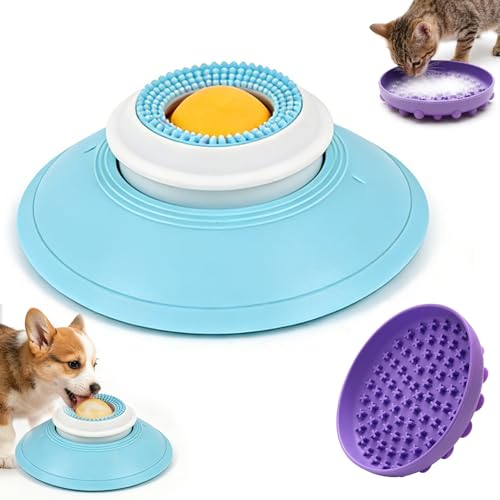 2 PCS Dog Lick Sphere Slow Feeder, Non-Slip Licking Bowl with Suction Cup, Enrichment Puzzle Feeder,Treat Dispenser for Liquid & Soft Food, for All Dogs and Cats