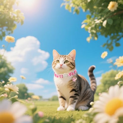 Unique style paws 2 Pack Spring Summer Kitten Collar Breakaway with Bell&Pendant, Adjustable Safety Rose Daisy Flower Cat Cotton Collar for Girl Boy Cat and Small Pet - color: Spring Rose Daisy
