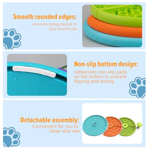 Slow Feeder Dog Bowl 3 Levels, Reduces Boredom and Anxiety, Non-Slip Interactive Puzzle Feeder, Suitable for Small/Medium/Larger Dogs - color: Orange