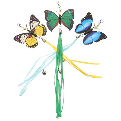 LUOZZY 6 Pcs Butterflies Cat Teaser Attachments and Replacements - Interactive Cat Wand Toys
