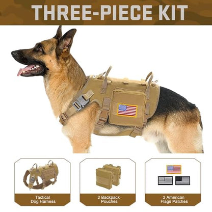 Dog Harness Medium Sized,Tactical Dog Harness with Handle,No Pull Military Style Service Dog Vest with Pockets Adjustable for Medium Dogs,Brown,Chest 17-25" - color: Brown, size: S:Chest 17-25",Fit 20-35lbs