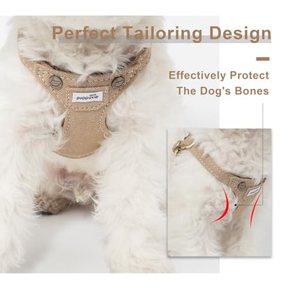 No Pull Small Dog Harness with Multifunction Dog Leash, Lightweight Soft Adjustable No Choke Escape Proof Pet Harness Vest, Denim Mocha Brown - color: Pocket-Brown, size: S