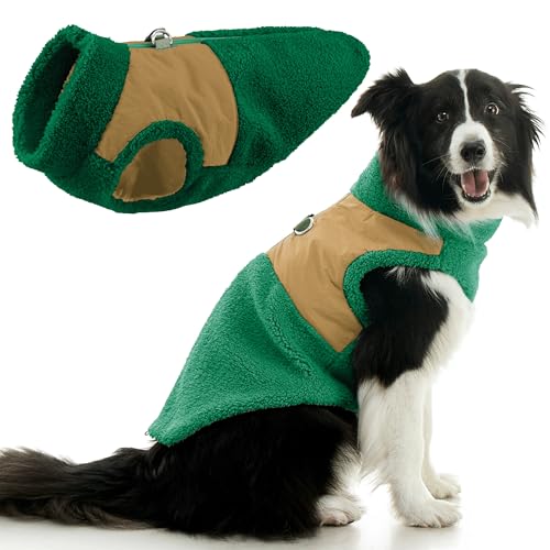 Gooby Zip Up Sherpa Vest - Forest Green, X-Large - Two Tone Fuzzy Fleece Dog Sweater with Built-in Harness and Extra Security for Small Dog and Medium Dog - color: Forest Green, size: X-Large (~26.25")