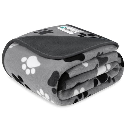 PetAmi Waterproof Pet Blanket Dog Bed Couch Cover for Furniture, Reversible Washable Soft Fleece - color: Paw Print Gray, size: Large (40x60)