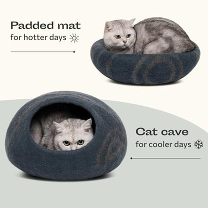 MEOWFIA Premium Felt CAT CAVE Bed, Medium, Slate Grey - color: Slate Grey, size: Medium