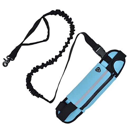 Generic Belt Bag Dog Leash Set, Hands Free Waist Pack with Reflective Strips and D Ring, for Walking Running Hiking Training (Sky Blue) - color: Sky Blue